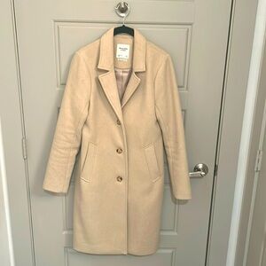 Abercrombie Dad Coat, beige, size small, 3 buttons